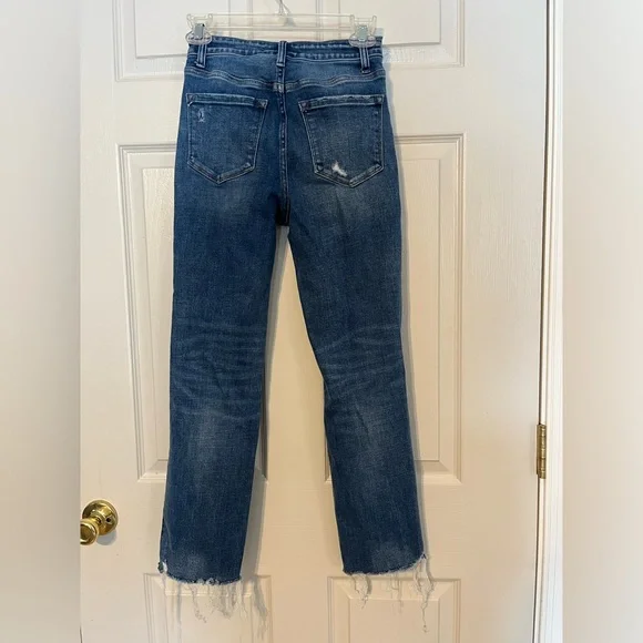 Flying Monkey Holly High Rise Slim Straight Blue Distressed Jeans Size 25 - Picture 7 of 11